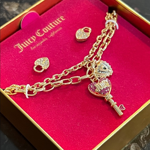 Juicy Couture Gold and Pink Heart Lock & Key Necklace Set - Picture 6 of 9